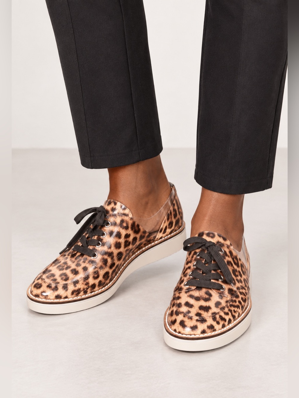 Giera Leopard Print Platform Oxford lace up
